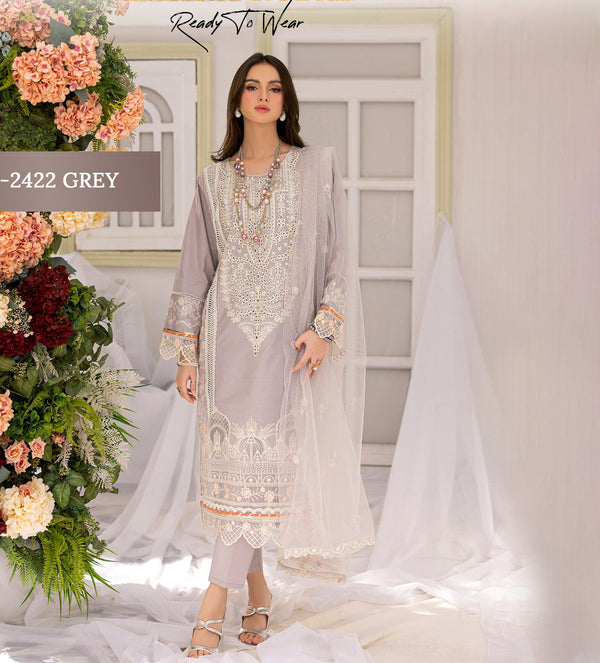 Pakistani Chikankari Lawn Dress : BR-G2422