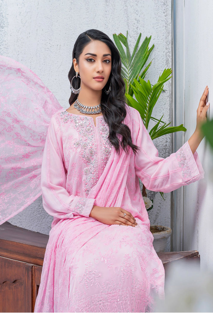 Umer Ayaan | Baby Pink Chiffon Dress