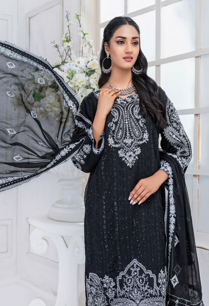 Umer Ayaan | Long Black Chiffon Dress