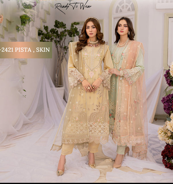 Pakistani Chikankari Lawn Dress : BR-S2421