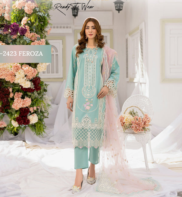 Pakistani Chikankari Lawn Dress : BR-F2423